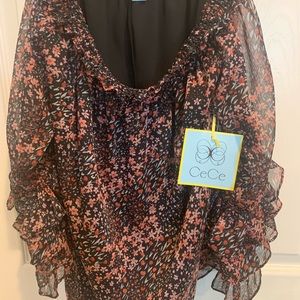 CeCe black romantic off the shoulder. Size M